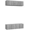 vidaXL Mobili TV Parete 4pz Grigio Sonoma 60x30x30cm Legno Multistrato