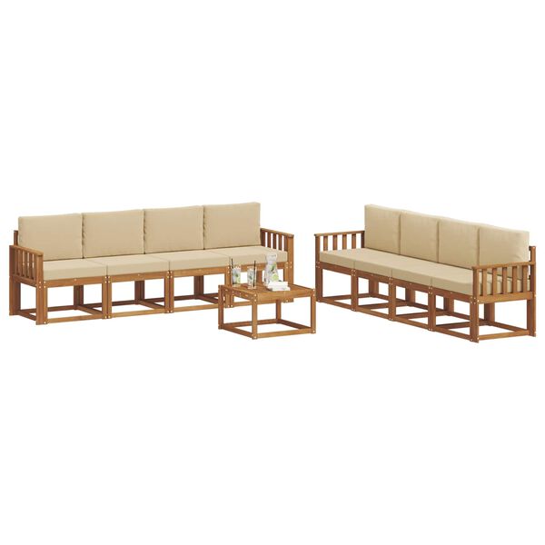 vidaXL Set di divani da esterno con cuscino 9 pcs Naturale e Beige