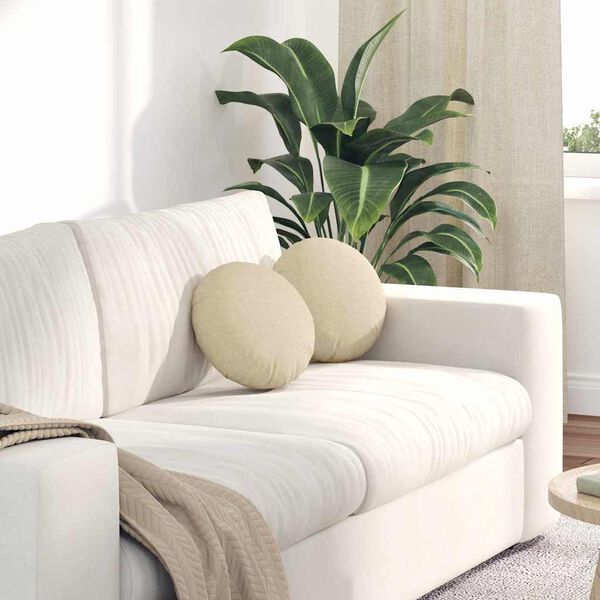 vidaXL Cuscini per Seduta 2 pcs Crema &Oslash;30 x 13 cm Tessuto