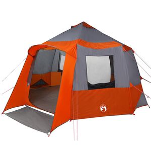 vidaXL Tenda da campeggio per 12 persone 10 persona Grigio e arancione