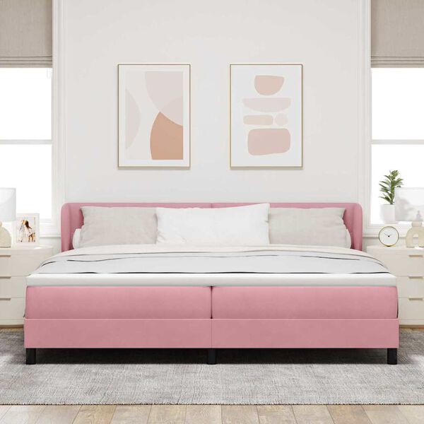 vidaXL Letto a molle con materasso Rosa 200 x 200 cm Velluto