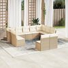 vidaXL Set Divani da Giardino 11 pz con Cuscini Beige in Polyrattan