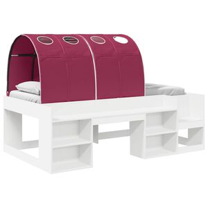 vidaXL Letto con Tunnel 3 pz Bianco e Rosso Legno ingegnerizzato