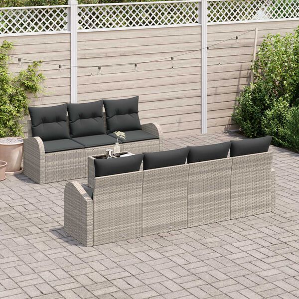 vidaXL Set Divano da Giardino Grigio chiaro 55 x 55 x 37 cm polyrattan