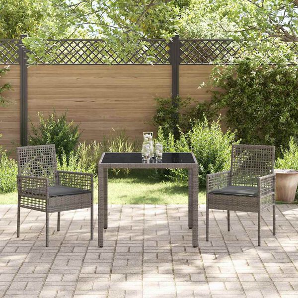vidaXL Set da Pranzo per Giardino 3 pcs Grigio polyrattan