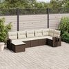 vidaXL Set Divani da Giardino 7 pz con Cuscini Marrone in Polyrattan