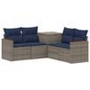 vidaXL Set di divani 5 pz Grigio e Blu Navy Rattan sintetico e Acciaio