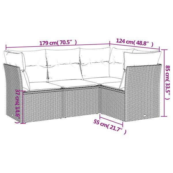 vidaXL Set Divano da Giardino 4 pz con Cuscini Beige in Polyrattan