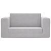 vidaXL Divano Letto Bambini a 2 Posti Grigio Chiaro in Morbido Peluche