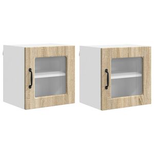 vidaXL Mobile in vetro da parete PORTO 2 pcs Rovere Sonoma