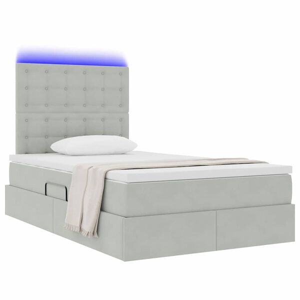 vidaXL Letto con contenitore e LED Grigio chiaro 120 x 200 cm Velluto