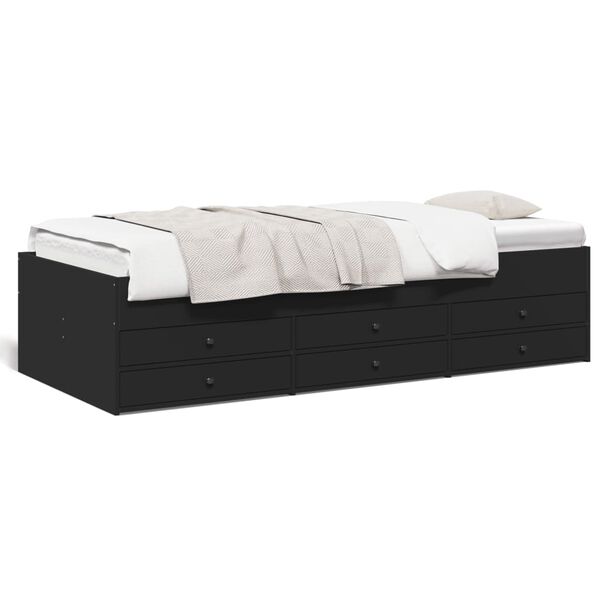 vidaXL Divano Letto con Cassetti senza Materasso Nero 75x190 cm