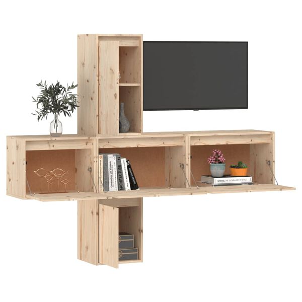 vidaXL Mobili Porta TV 5 pz in Legno Massello di Pino