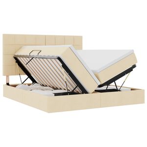 vidaXL Letto con luci a strisce a LED Crema 180 x 200 cm Tessuto