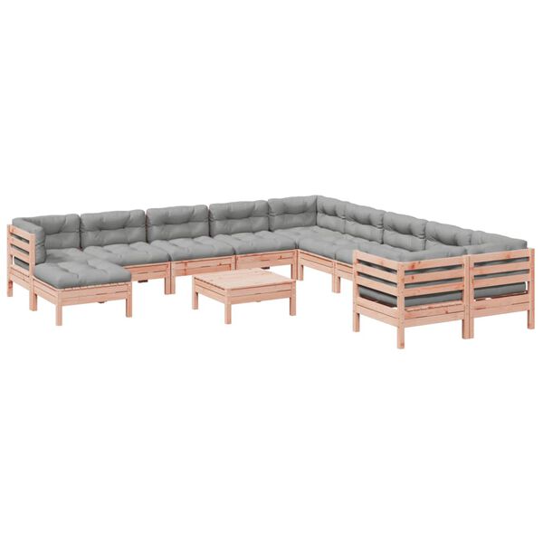 vidaXL Set Divani Giardino 12 pz Cuscini Legno Massello Abete Douglas