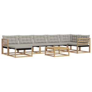 vidaXL Set di divani da esterno 8 pz Bianco e Grigio Chiaro