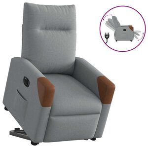 vidaXL Poltrona Reclinante Alzapersona Elettrica Grigio Chiaro Tessuto