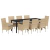 vidaXL Set da Pranzo per Giardino con cuscino 9 pcs Beige polyrattan