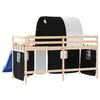 vidaXL Letto a Soppalco con Tunnel Bambini Bianco e Nero 80x200cm Pino