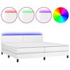 vidaXL Giroletto Molle con Materasso e LED Bianco 200x200cm Similpelle