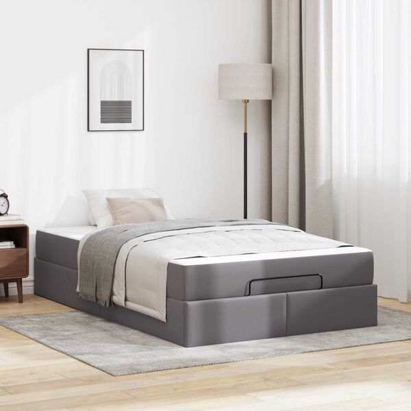 vidaXL Struttura letto con materasso con materasso 2 pcs Grigio PVC