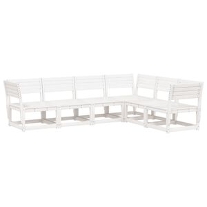 vidaXL Set Divani da Giardino 6 pz Bianco in Legno Massello di Pino