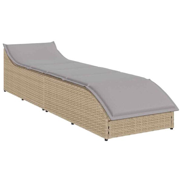 vidaXL Lettino Prendisole Pieghevole con Cuscino e Portaoggetti Beige