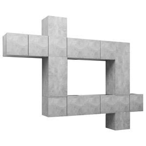 vidaXL Set di Mobili Porta TV 10pz Grigio Cemento in Legno Multistrato