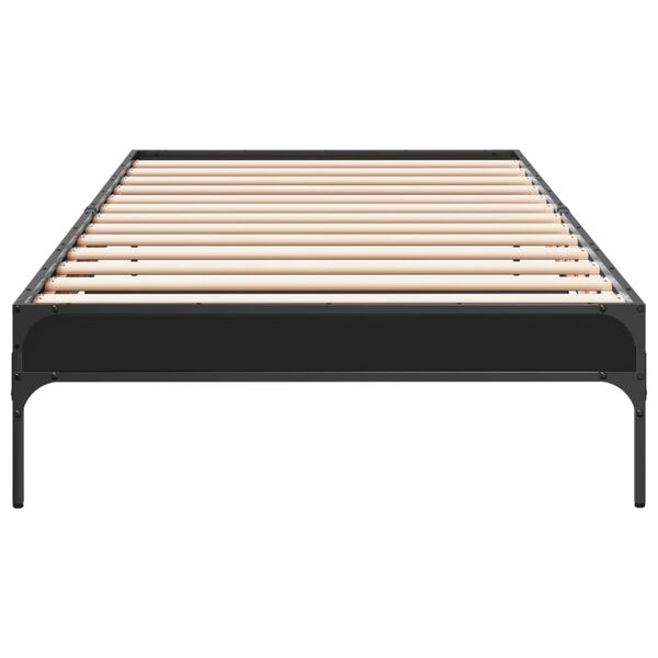 vidaXL Giroletto Nero 100x200 cm in Legno Multistrato e Metallo
