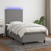 vidaXL Letto a Molle Materasso e LED Grigio Scuro 80x200 cm in Tessuto