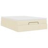 vidaXL Struttura Letto Pouf con Materasso Crema 140x190 cm in Tessuto