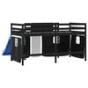 vidaXL Letto a Soppalco con Tende Bambini Bianco e Nero 80x200 cm Pino