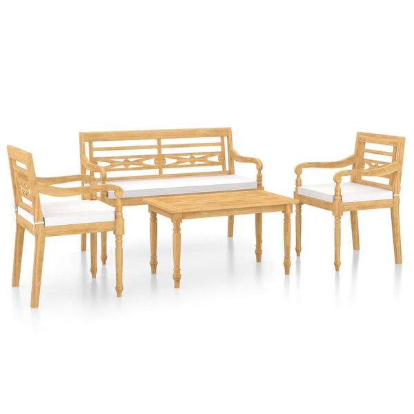 vidaXL Set Divani da Giardino 4 pz con Cuscini Legno Massello di Teak