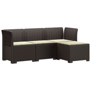 vidaXL Divano da giardino 4 posti con cuscini aspetto rattan PP
