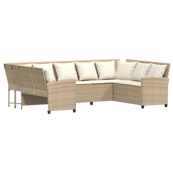 vidaXL Divano da Giardino con Cuscini in Polyrattan Beige