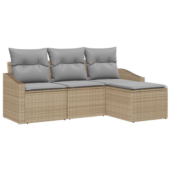 vidaXL Set di divani 4 pcs Beige e Grigio Chiaro polyrattan