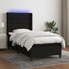 vidaXL Letto a Molle con Materasso e LED Nero 90x190 cm in Tessuto
