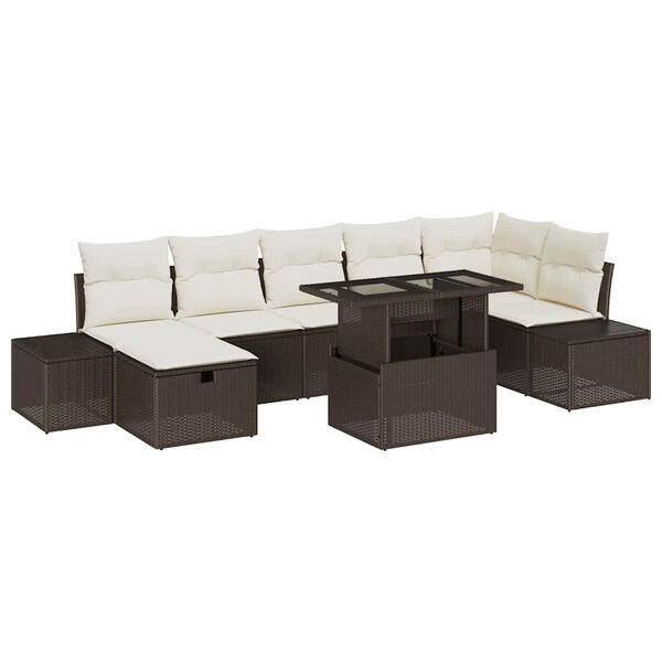 vidaXL Set Divano da Giardino 8 pcs Marrone polyrattan