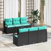 vidaXL Set di divani con cuscino 7 pcs Nero e Turchese polyrattan