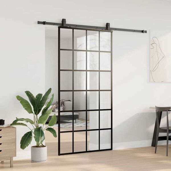 vidaXL Porta Scorrevole con Ferramenta Nera 102x205 cm in Vetro ESG