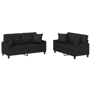 vidaXL Set di Divani 2 pz con Cuscini Nero in Similpelle