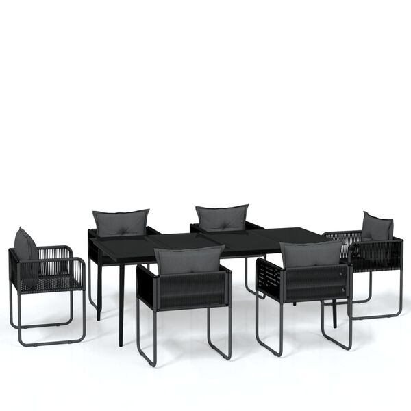 vidaXL Set da Pranzo da Giardino 7 pz Nero