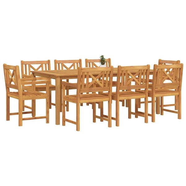 vidaXL Set da Pranzo per Giardino 9 pcs Marrone