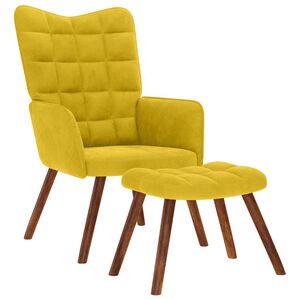 vidaXL Poltrona Relax con Sgabello in Velluto Giallo