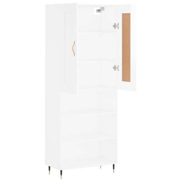 vidaXL Credenza Bianco Lucido 69,5x34x180 cm in Legno Multistrato