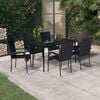 vidaXL Set da Pranzo da Giardino 7 pz Nero