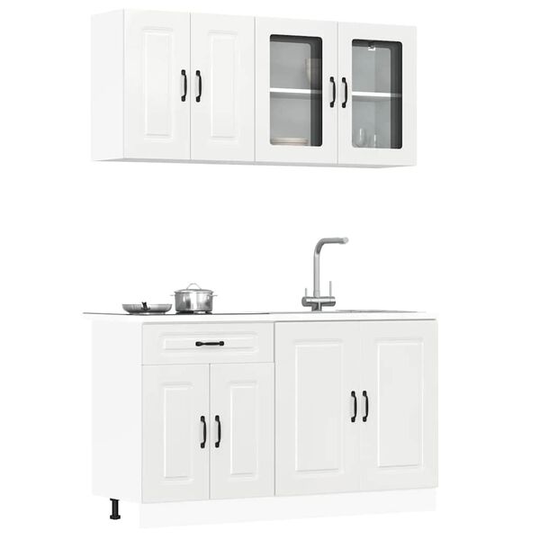 vidaXL Set Mobili da Cucina 4 pz Kalmar Bianchi Lucido in Truciolato