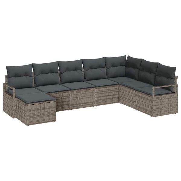 vidaXL Set di divani con cuscino 8 pcs Grigio polyrattan