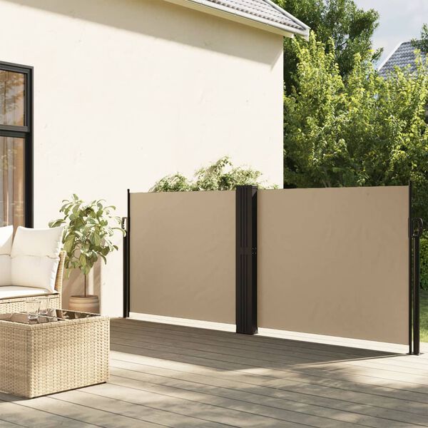 vidaXL Tenda da Sole Laterale Retrattile Beige 120x1000 cm