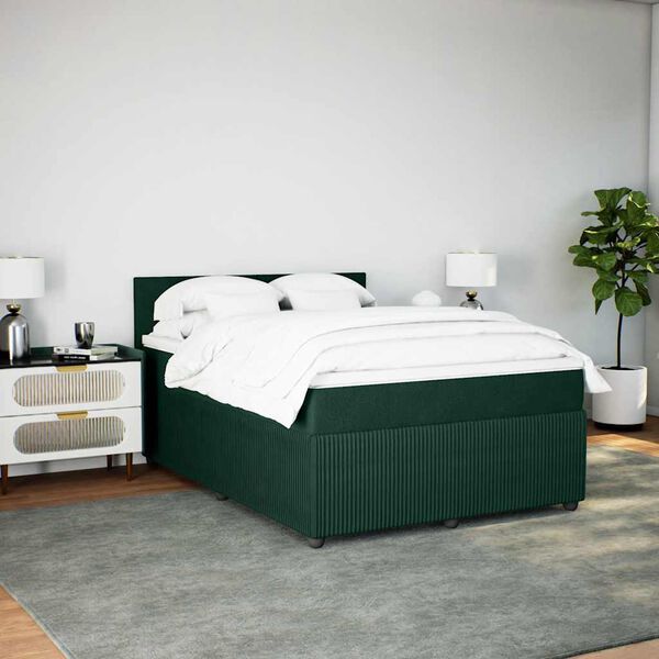 vidaXL Giroletto a Molle con Materasso Verde Scuro 140x190 cm Velluto